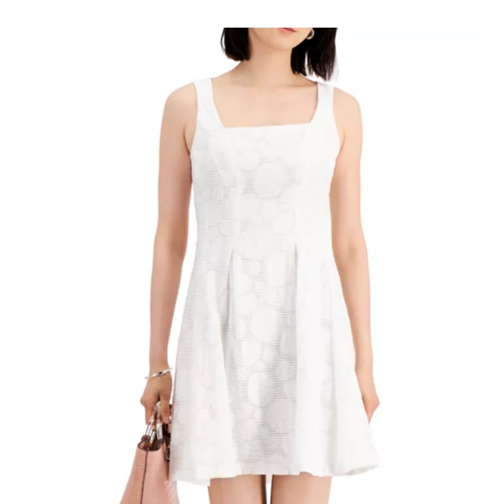 DKNY White Textured Mini Dress